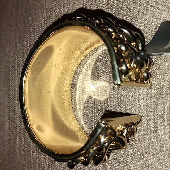 New Fashion Accents Gold Cuff with Chain Embellishments - Picture 6 of 8